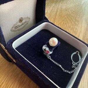 MITSUKOSHI Japanese Vintage Pearl Silver Tone Tie Tack / Lapel Pin